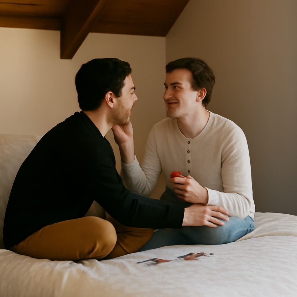 A couple posing for a boudoir photography session