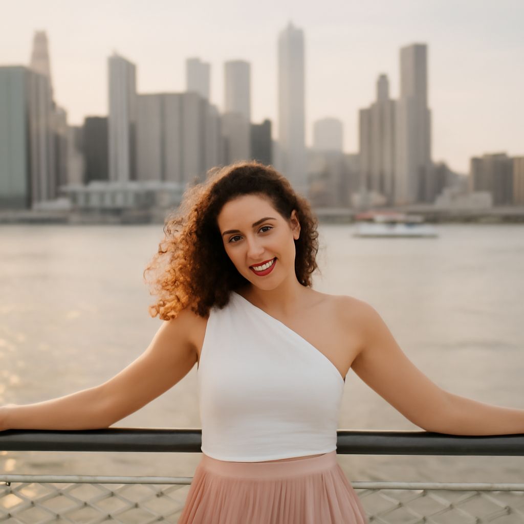 A woman posing elegantly in a portrait setting