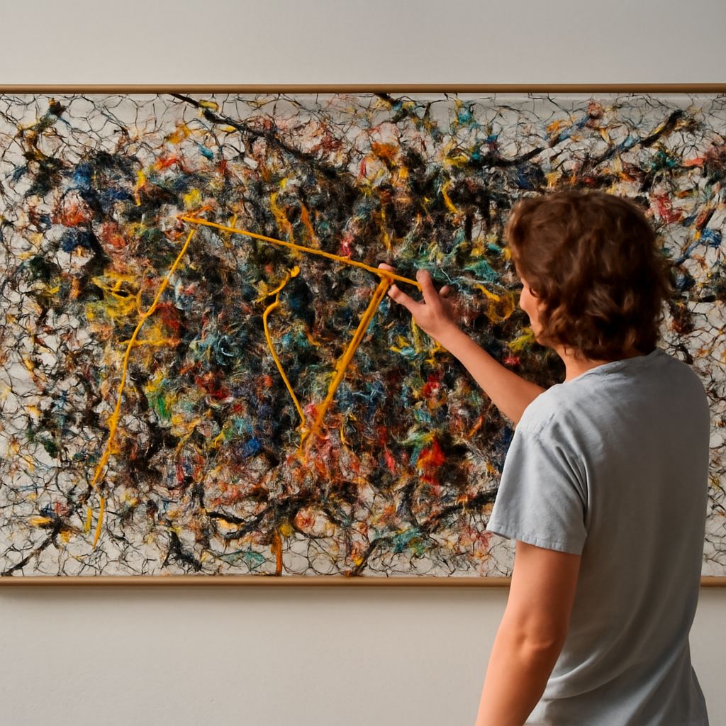 Jackson Pollock creating a splatter painting