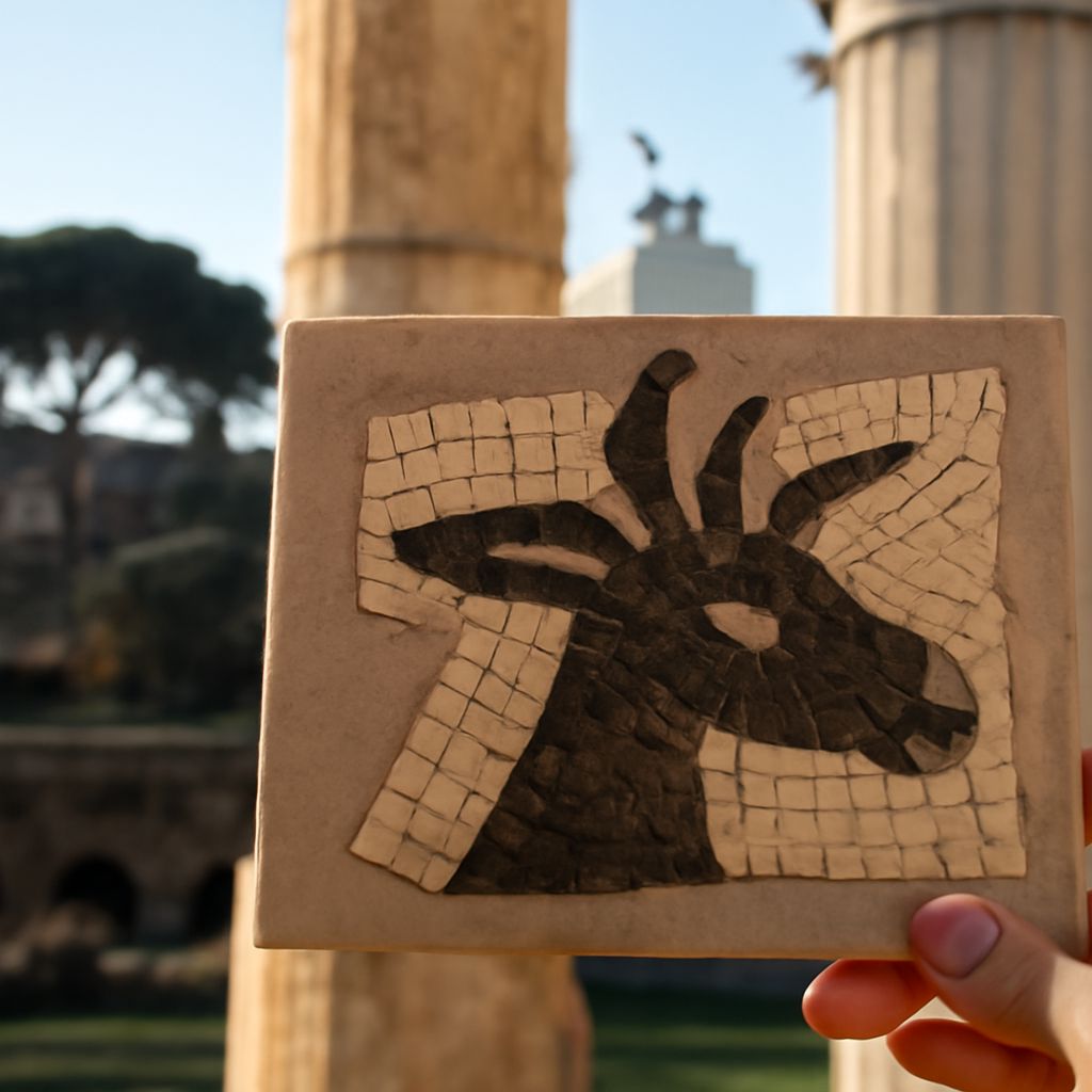 Intricate Roman mosaic art piece